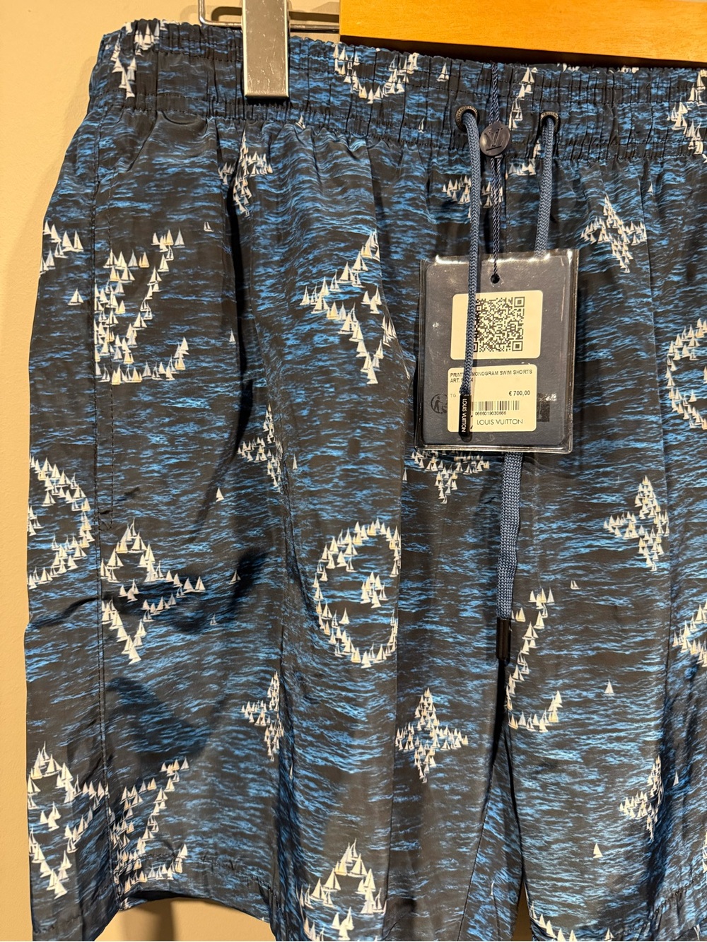 Louis Vuitton Ocean blue Monogram Swim Shorts w/ white logos 1:1 image 2
